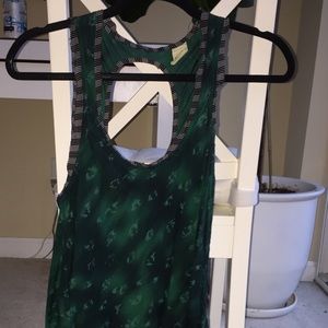Free People Green Leopard Print Blouse XS